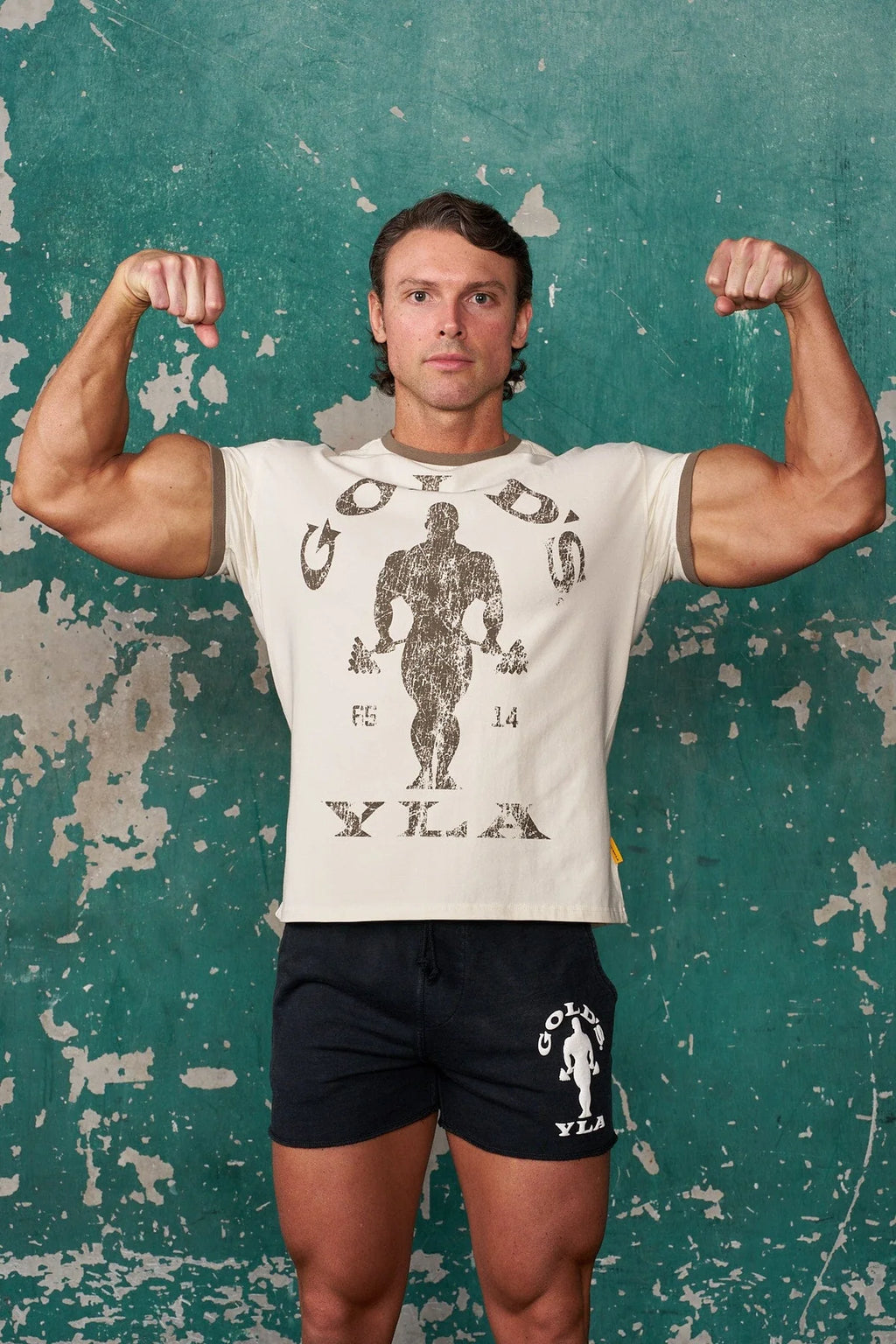 GOLDS GYM RINGER TEES OFF-WHITE