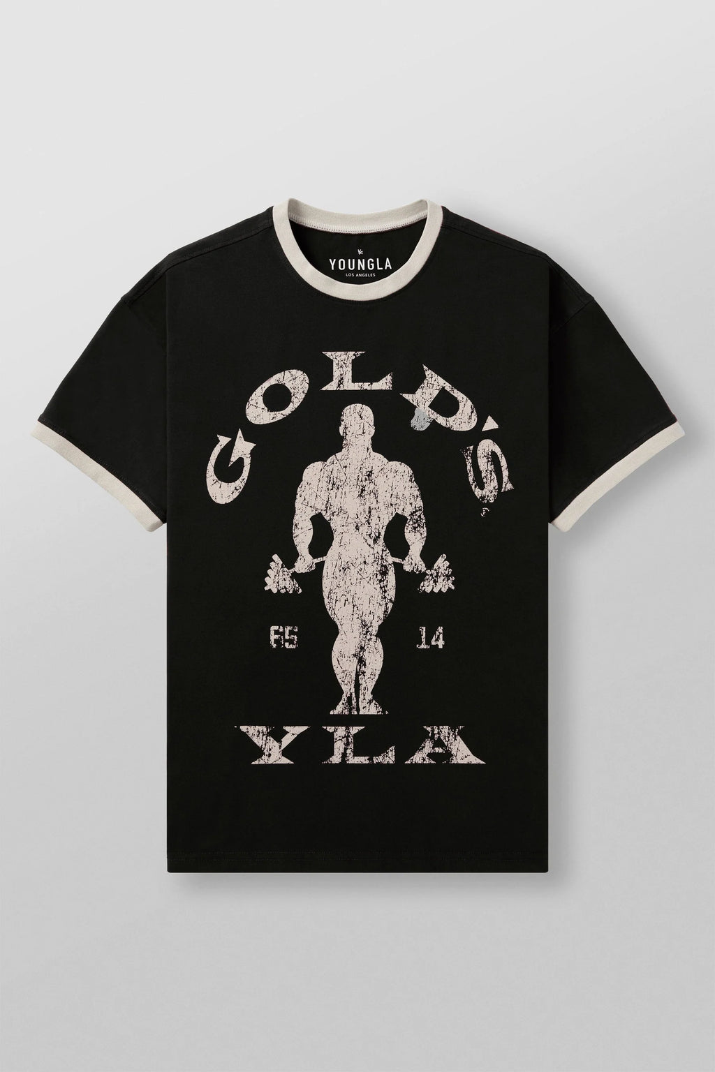 GOLDS GYM RINGER TEES BLACK