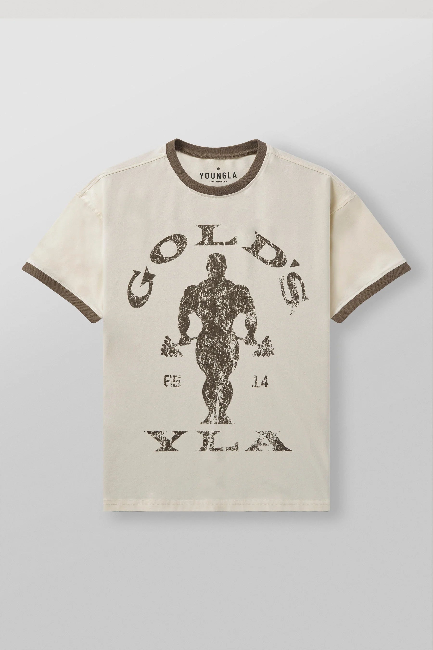 GOLDS GYM RINGER TEES OFF-WHITE