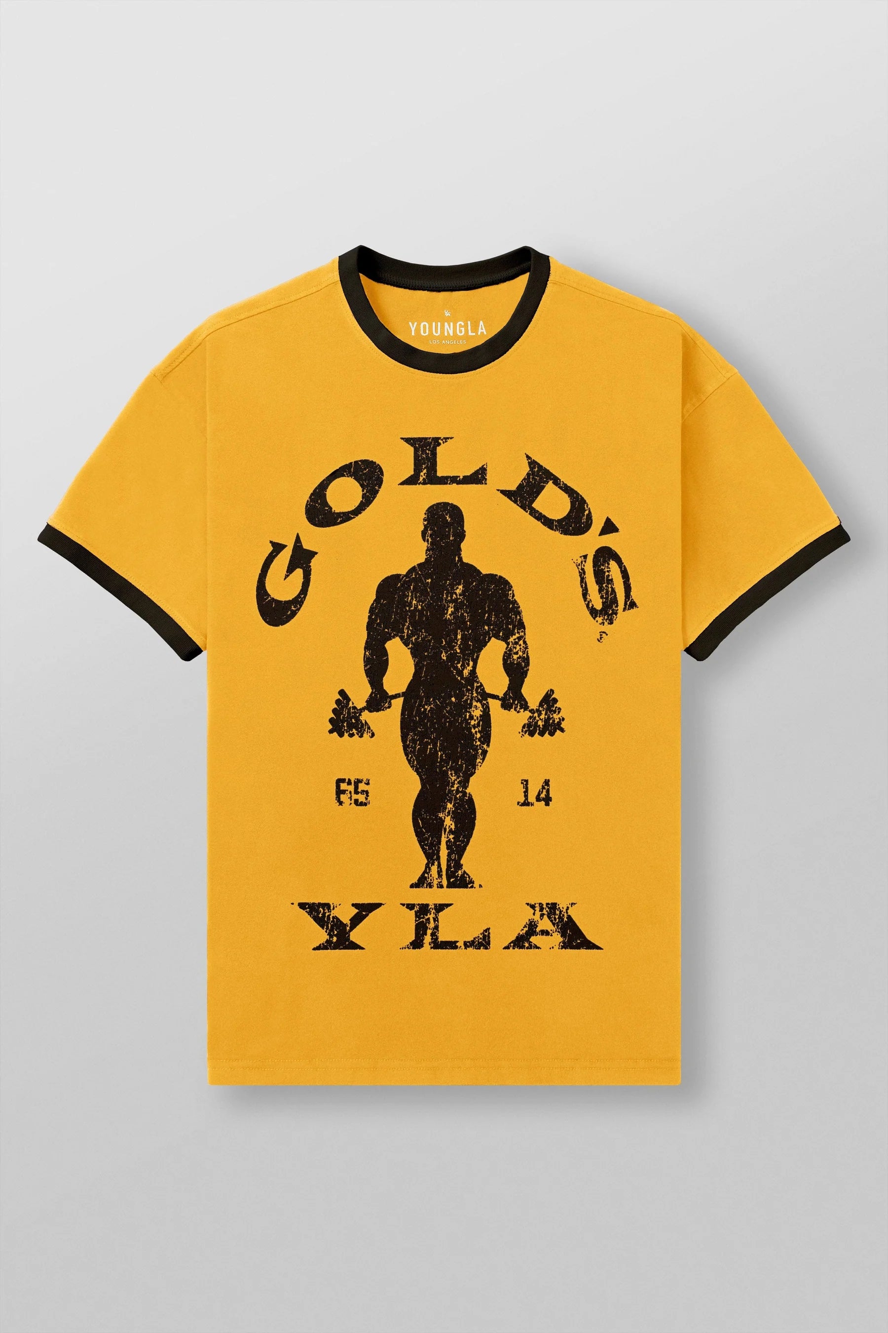 GOLDS GYM RINGER TEES YELLOW